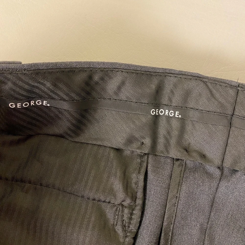 George Dress Pants Graphite‎ Gray Men's 42x30 Polyester Blend Business Casual